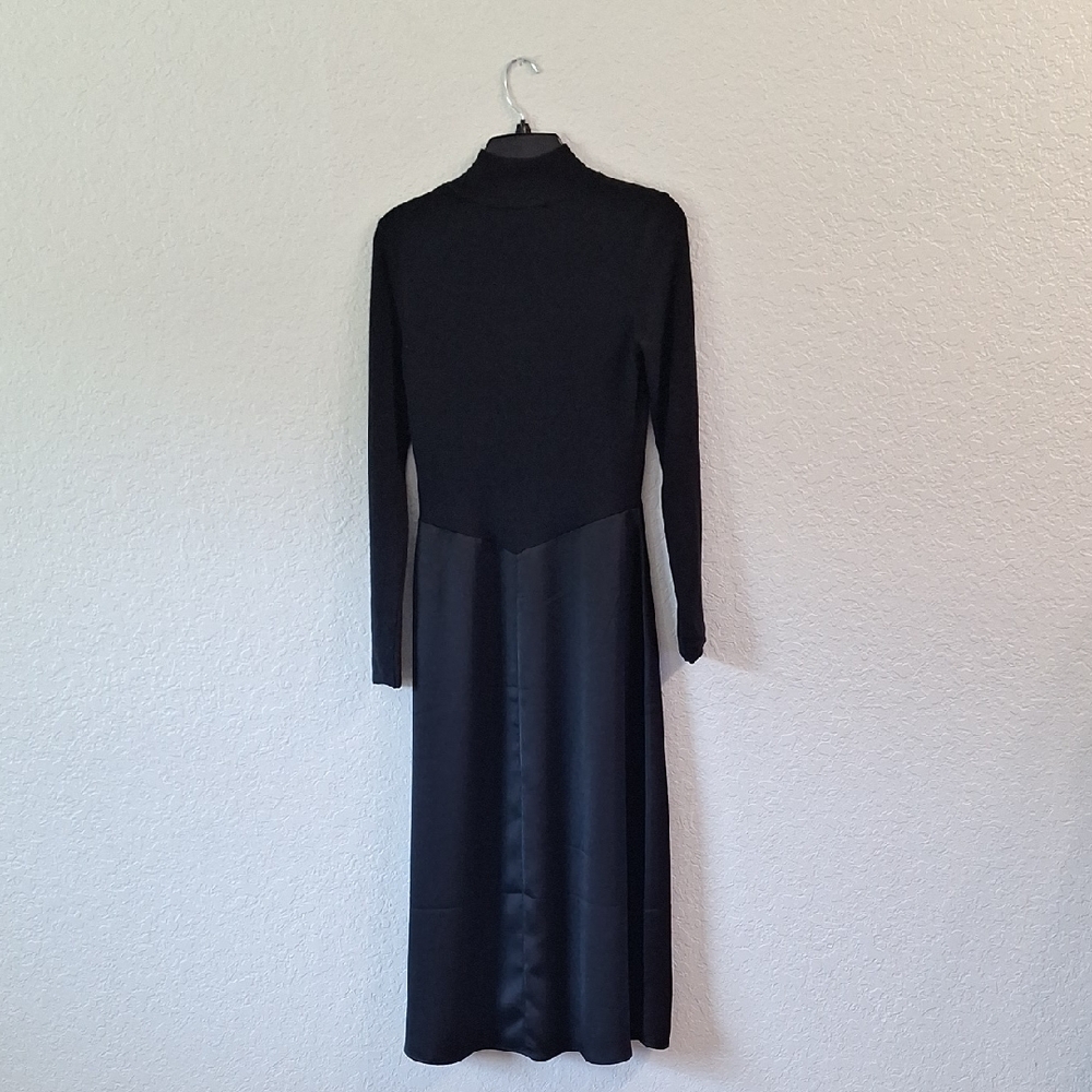 Ann Taylor Black Long Sleeve Mock Neck Sheath Dress - Picture 9 of 11